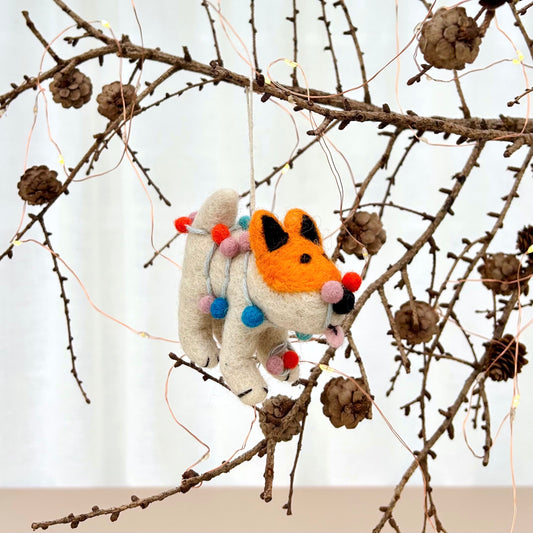 Willa, Dog with Baubles Felt Decoration