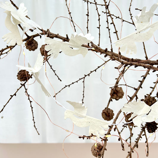 Handmade Dove Garland - White