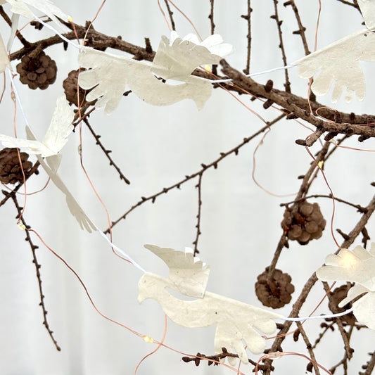 Handmade Dove Garland - White