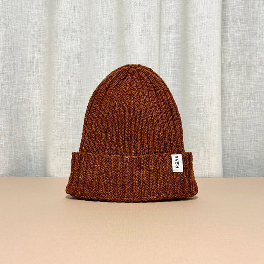 Donegal Wool Beanie Hat - Rust