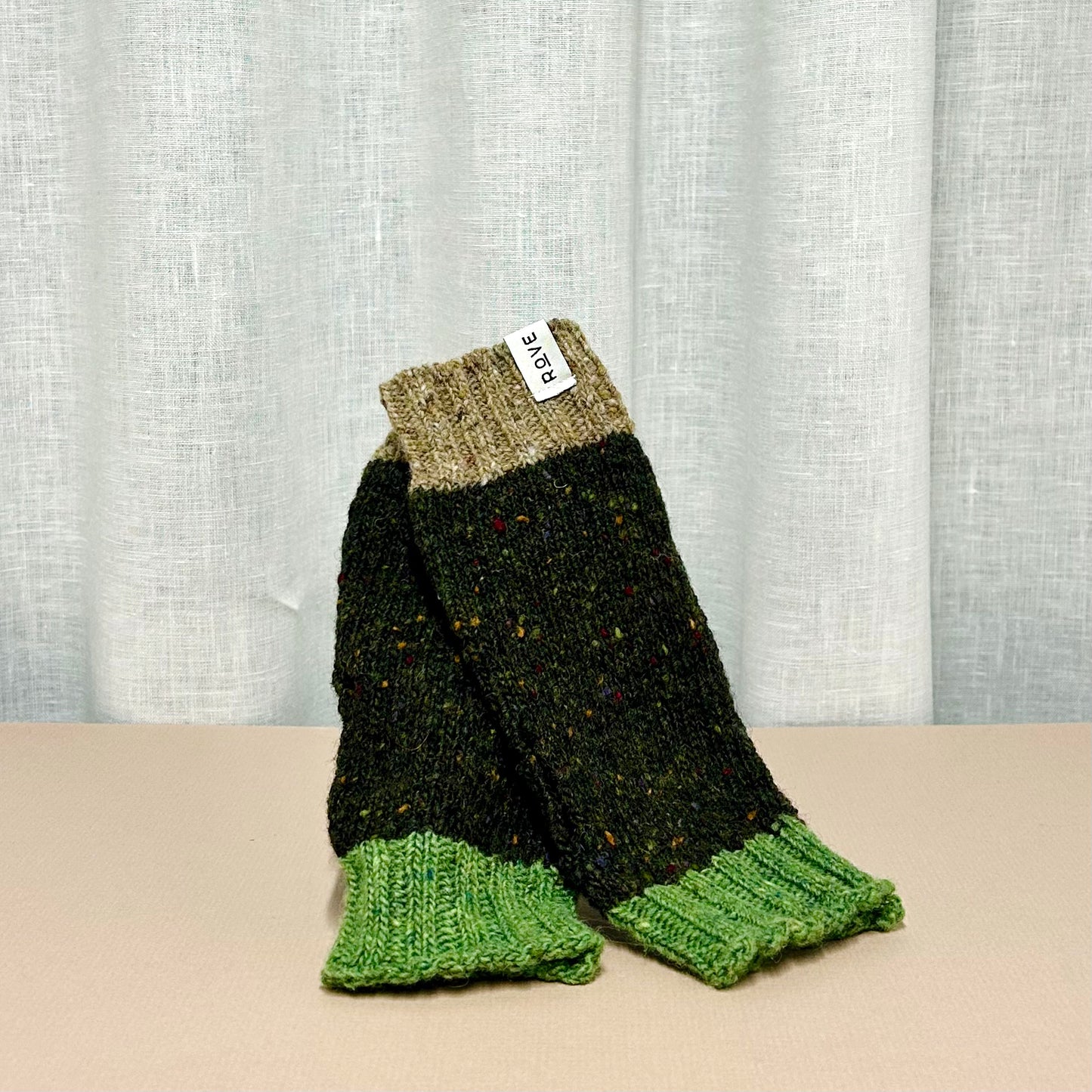 Donegal Wool Wrist Warmers - Dark Speckle Green