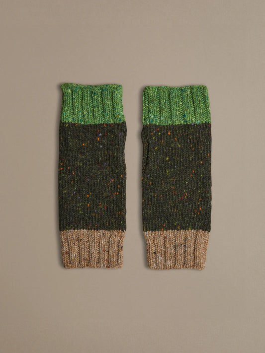 Donegal Wool Wrist Warmers - Dark Speckle Green